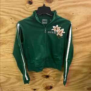 Guess Green Bomber Jacket with Elegant White Accents